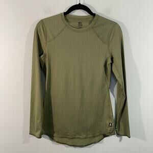 REI Co-Op Women Army Green Lightweight Mesh Base Layer Long Sleeve Top Size XS